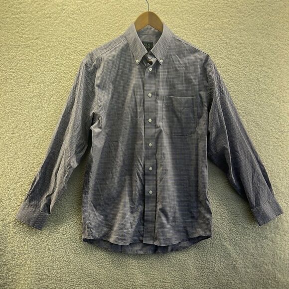 Jos A Bank Mens Blue Black White Plaid Button Down Shirt‎ Size Small - Picture 1 of 5